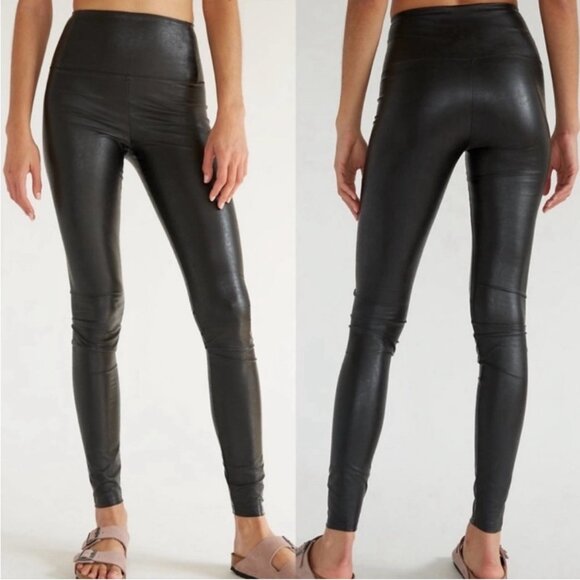 Aritzia Wilfred Free High Waist Daria Faux Leather legging pants Large Black - Picture 1 of 15